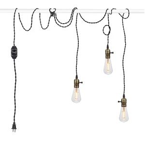 Seaside Village / Triple Pendant Light Cord Kit + Dimmer Switch / Black